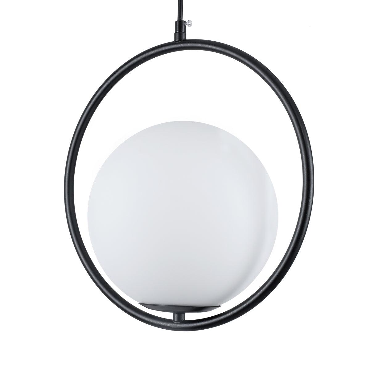 GloboStar® MADRID 00931 Μοντέρνο Κρεμαστό Φωτιστικό Οροφής Μονόφωτο Μαύρο Μεταλλικό Γυάλινο Μπάλα Μ30 x Π20 x Υ30cm - ledmania.gr
