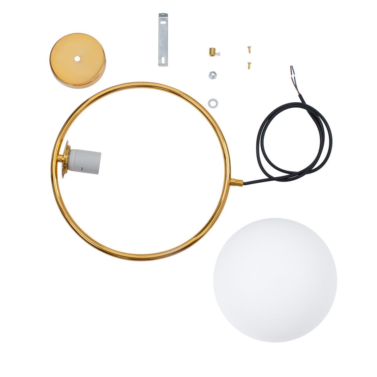 GloboStar® MADRID 00932 Μοντέρνο Κρεμαστό Φωτιστικό Οροφής Μονόφωτο Χρυσό Μεταλλικό Γυάλινο Μπάλα Μ30 x Π20 x Υ30cm - ledmania.gr