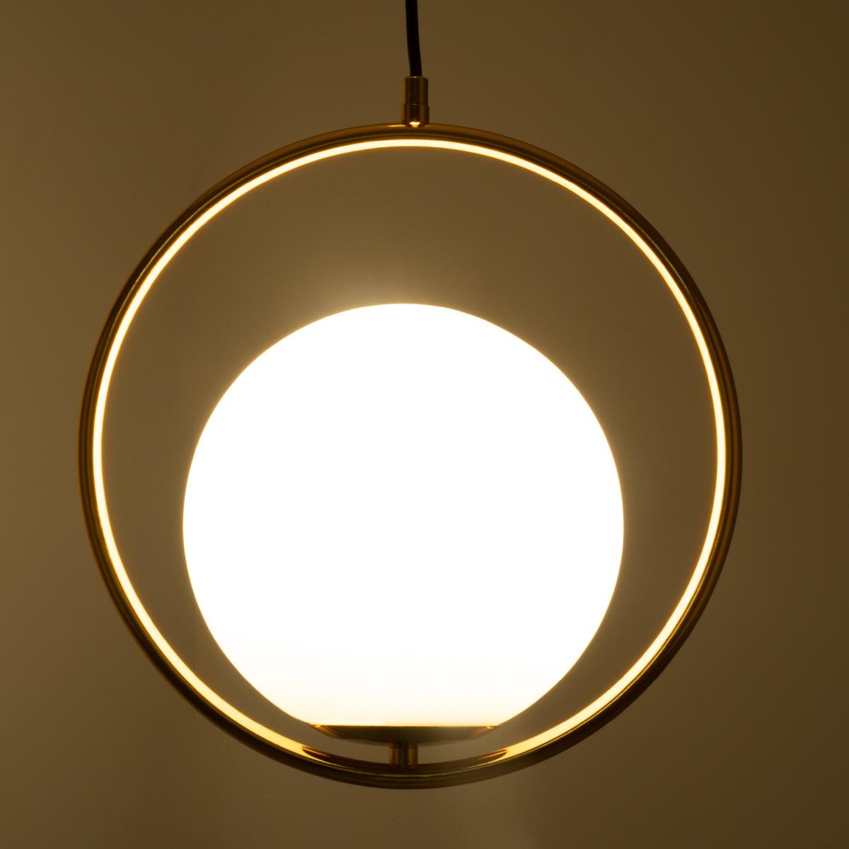 GloboStar® MADRID 00932 Μοντέρνο Κρεμαστό Φωτιστικό Οροφής Μονόφωτο Χρυσό Μεταλλικό Γυάλινο Μπάλα Μ30 x Π20 x Υ30cm - ledmania.gr