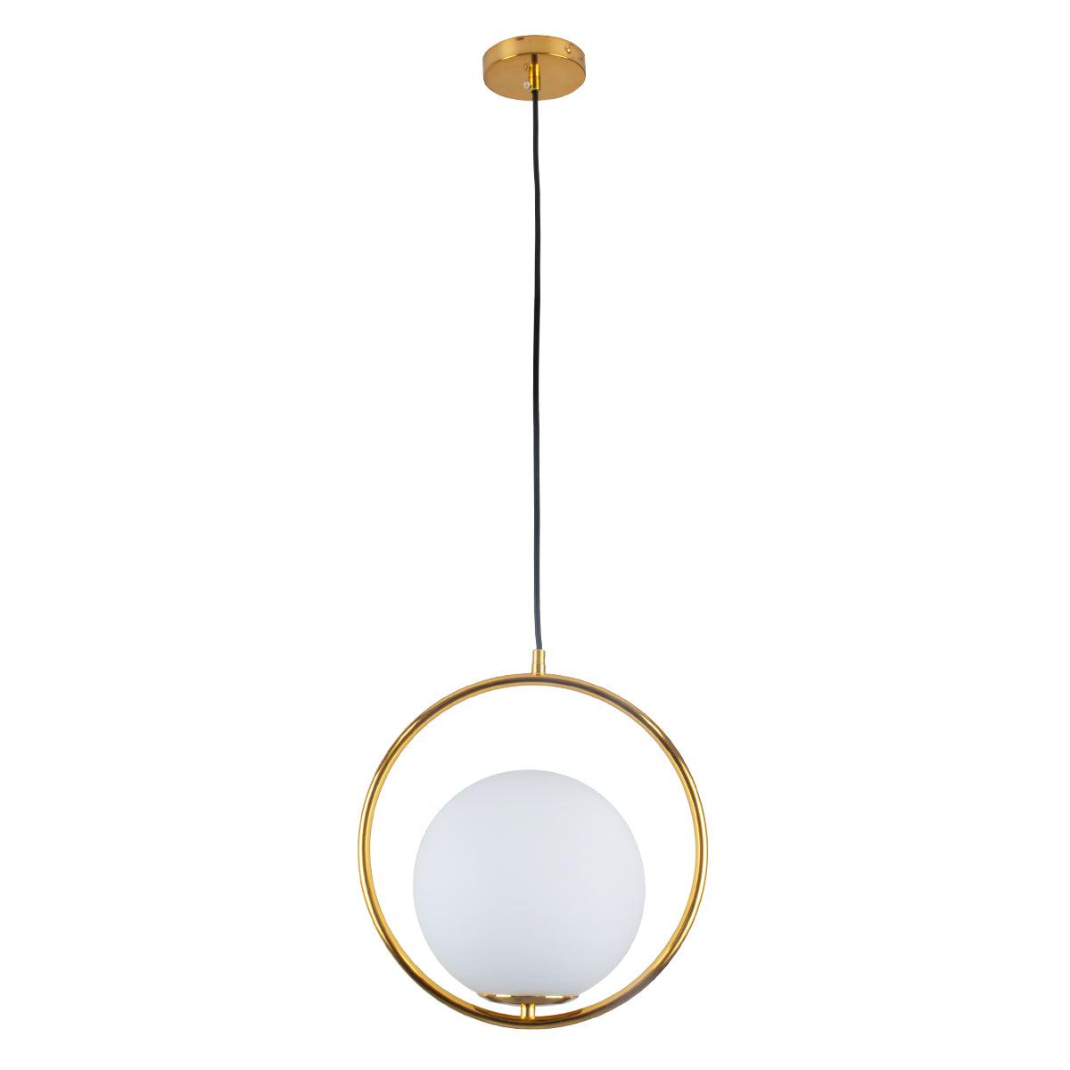 GloboStar® MADRID 00932 Μοντέρνο Κρεμαστό Φωτιστικό Οροφής Μονόφωτο Χρυσό Μεταλλικό Γυάλινο Μπάλα Μ30 x Π20 x Υ30cm - ledmania.gr