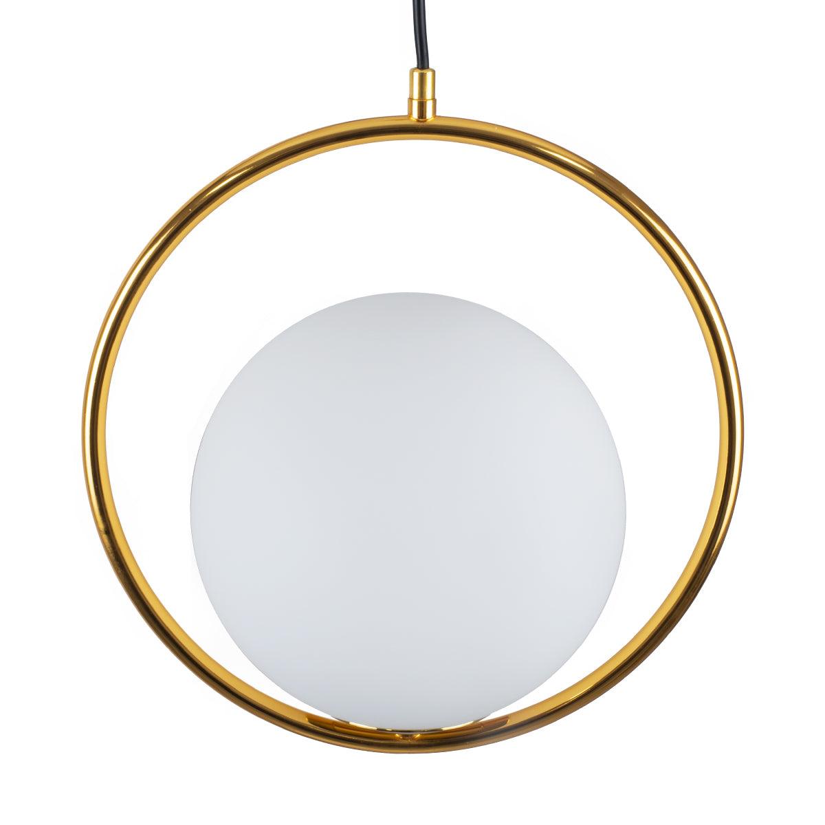 GloboStar® MADRID 00932 Μοντέρνο Κρεμαστό Φωτιστικό Οροφής Μονόφωτο Χρυσό Μεταλλικό Γυάλινο Μπάλα Μ30 x Π20 x Υ30cm - ledmania.gr