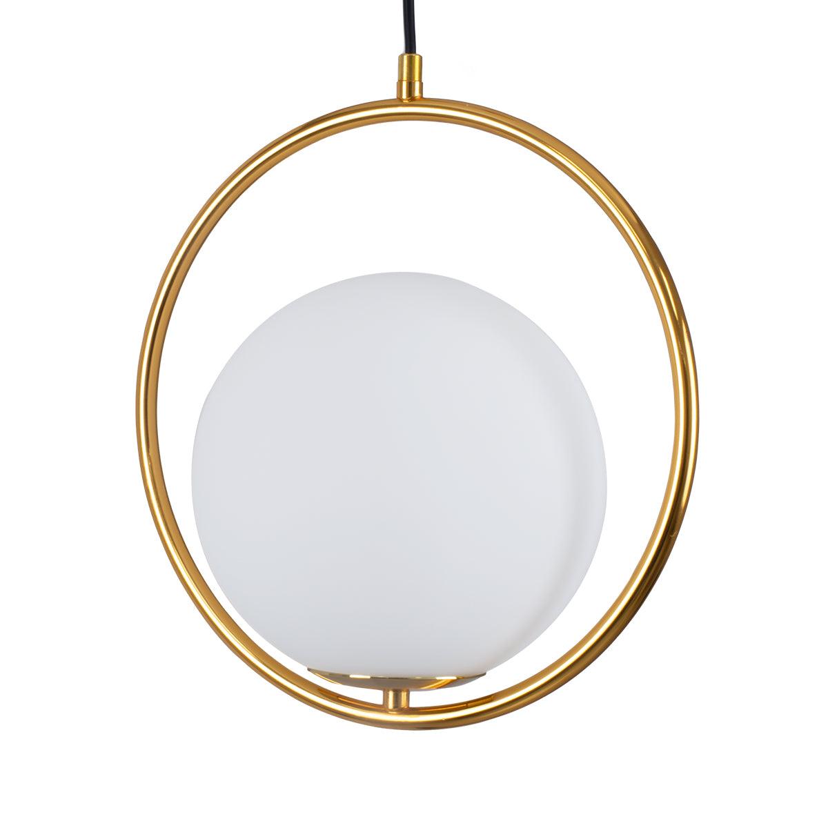 GloboStar® MADRID 00932 Μοντέρνο Κρεμαστό Φωτιστικό Οροφής Μονόφωτο Χρυσό Μεταλλικό Γυάλινο Μπάλα Μ30 x Π20 x Υ30cm - ledmania.gr