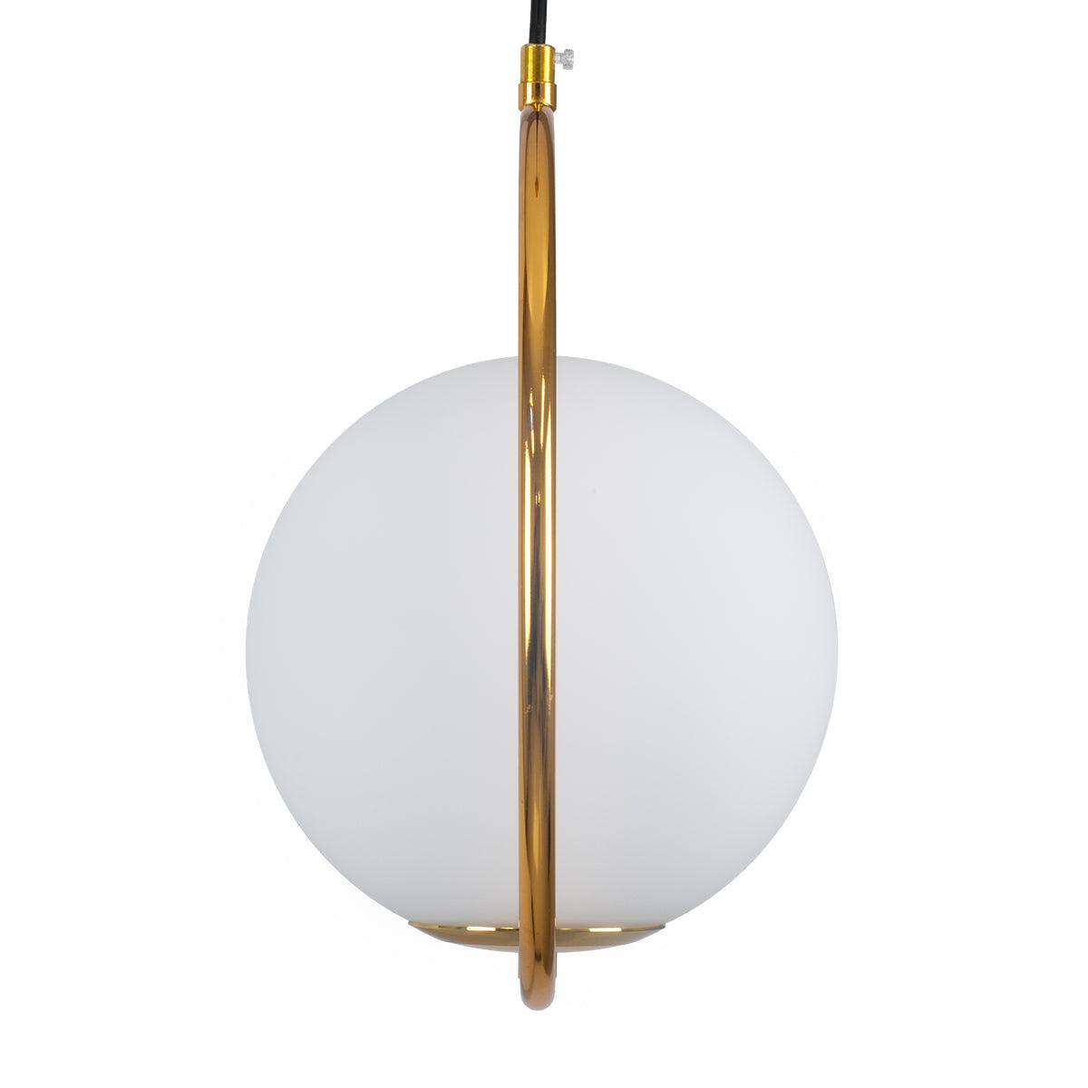 GloboStar® MADRID 00932 Μοντέρνο Κρεμαστό Φωτιστικό Οροφής Μονόφωτο Χρυσό Μεταλλικό Γυάλινο Μπάλα Μ30 x Π20 x Υ30cm - ledmania.gr