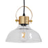 GloboStar® JAVER 00933 Vintage Κρεμαστό Φωτιστικό Οροφής Μονόφωτο Διάφανο Γυάλινο Καμπάνα με Χρυσό Ντουί Φ24 x Υ24cm - ledmania.gr