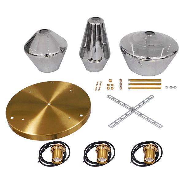 GloboStar® AMARIS 00976 Μοντέρνο Κρεμαστό Φωτιστικό Οροφής Τρίφωτο Γυάλινο Φιμέ Νίκελ Φ50 x Υ30cm - ledmania.gr