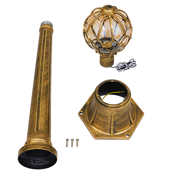 GloboStar® ETOILE 00985 Vintage Φωτιστικό Δαπέδου Μονόφωτο 1 x E27 Μπρονζέ Χρυσό Μεταλλικό Πλέγμα με Μελί Γυάλινη Μπάλα D18 x H102cm - ledmania.gr