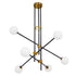 GloboStar® VELVET 00994 Μοντέρνο Industrial Φωτιστικό Οροφής Πολύφωτο Μαύρο Χρυσό Μεταλλικό Φ80 x Y85cm - ledmania.gr