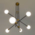 GloboStar® VELVET 00994 Μοντέρνο Industrial Φωτιστικό Οροφής Πολύφωτο Μαύρο Χρυσό Μεταλλικό Φ80 x Y85cm - ledmania.gr