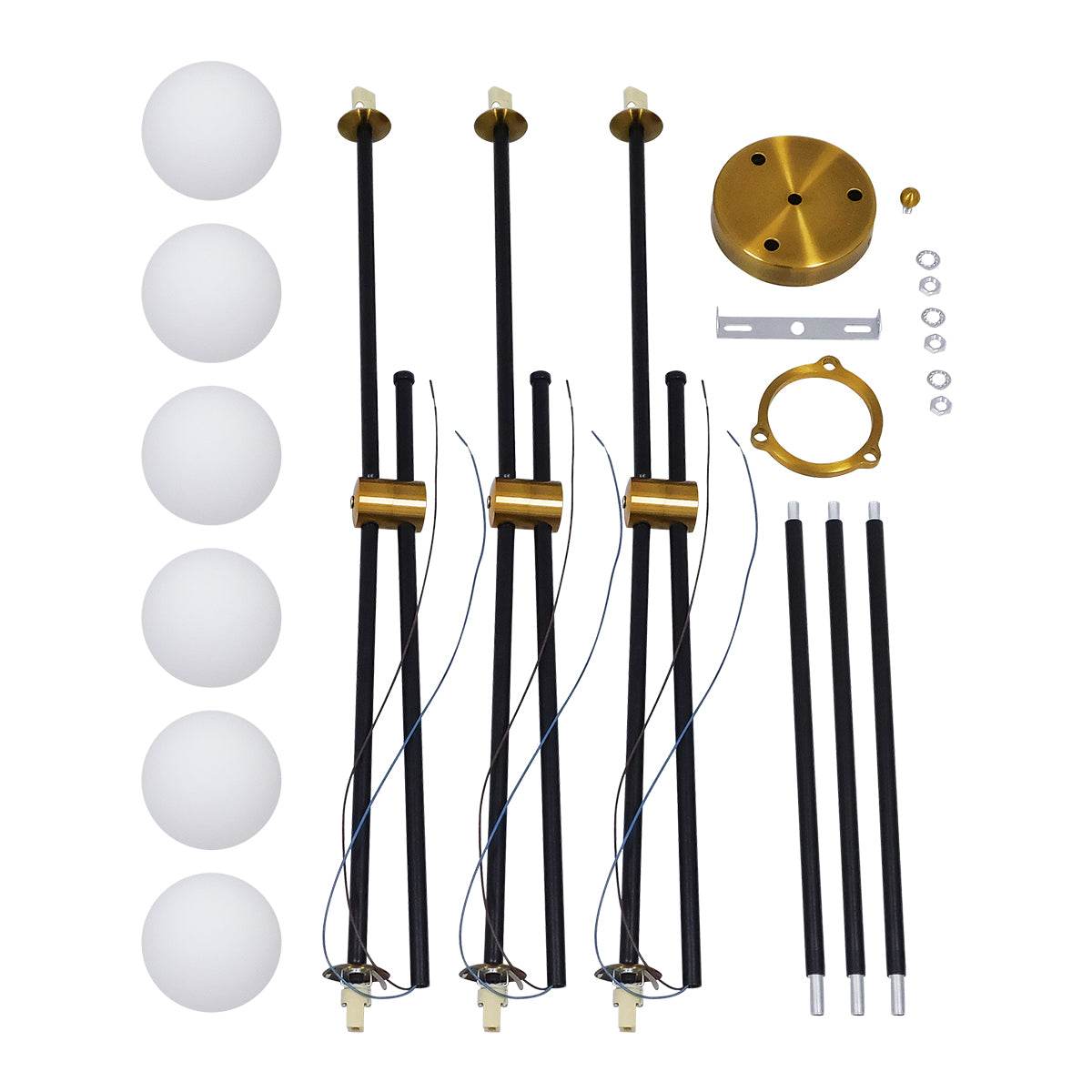 GloboStar® VELVET 00994 Μοντέρνο Industrial Φωτιστικό Οροφής Πολύφωτο Μαύρο Χρυσό Μεταλλικό Φ80 x Y85cm - ledmania.gr