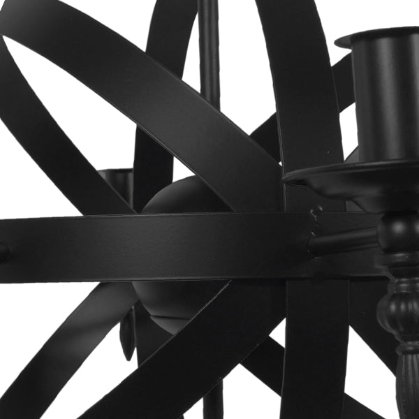 GloboStar® ESTELLE 01003 Vintage Industrial Κρεμαστό Φωτιστικό Οροφής Πολύφωτο Μαύρο Μεταλλικό Πολυέλαιος Φ65 x Y55cm - ledmania.gr