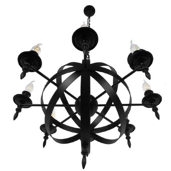 GloboStar® ESTELLE 01003 Vintage Industrial Κρεμαστό Φωτιστικό Οροφής Πολύφωτο Μαύρο Μεταλλικό Πολυέλαιος Φ65 x Y55cm - ledmania.gr