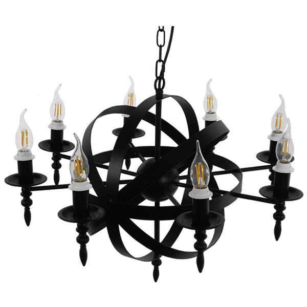 GloboStar® ESTELLE 01003 Vintage Industrial Κρεμαστό Φωτιστικό Οροφής Πολύφωτο Μαύρο Μεταλλικό Πολυέλαιος Φ65 x Y55cm - ledmania.gr