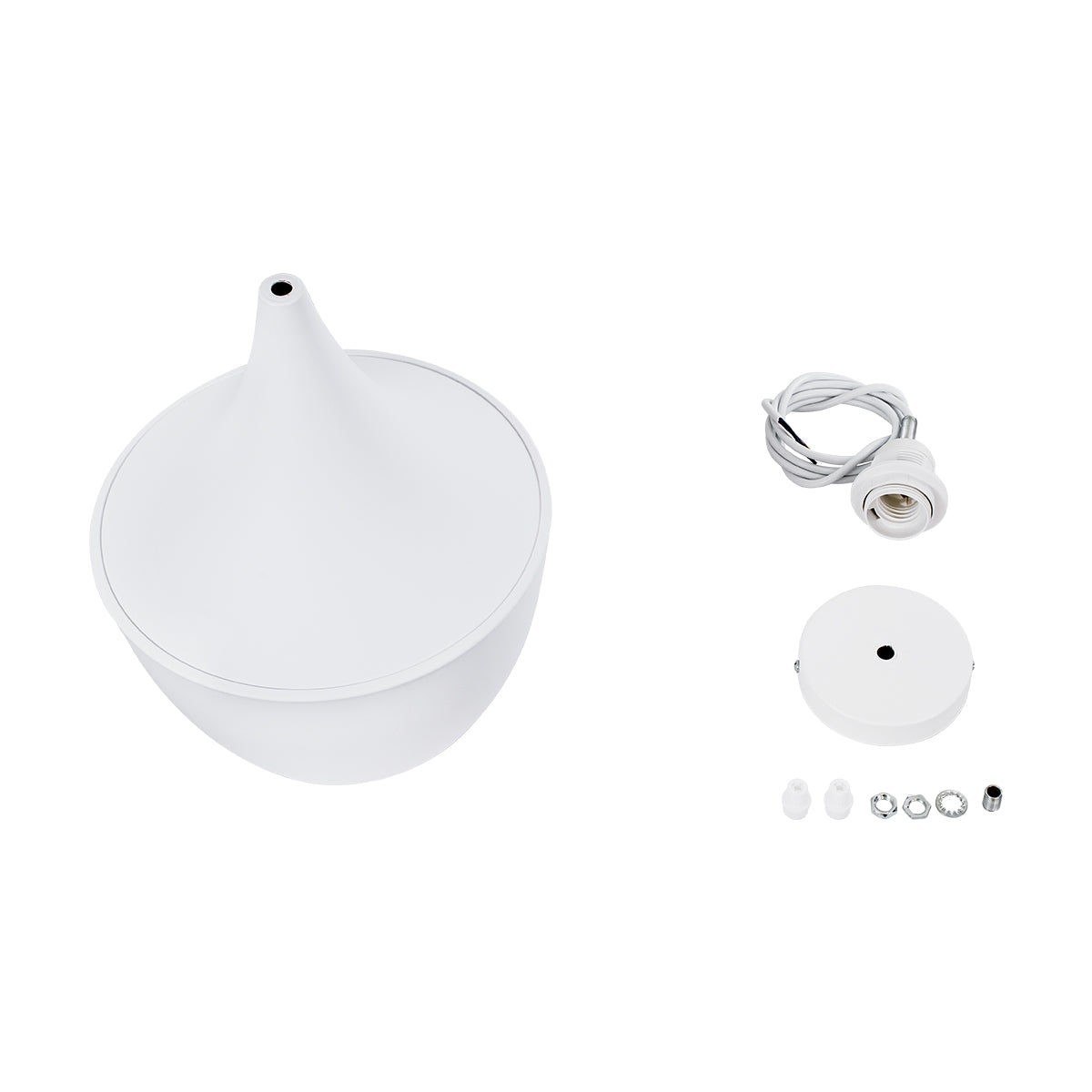 GloboStar® SHANGHAI WHITE 01026-A Μοντέρνο Κρεμαστό Φωτιστικό Οροφής Μονόφωτο 1 x E27 Λευκό Μεταλλικό Καμπάνα Φ25 x Υ30cm - ledmania.gr