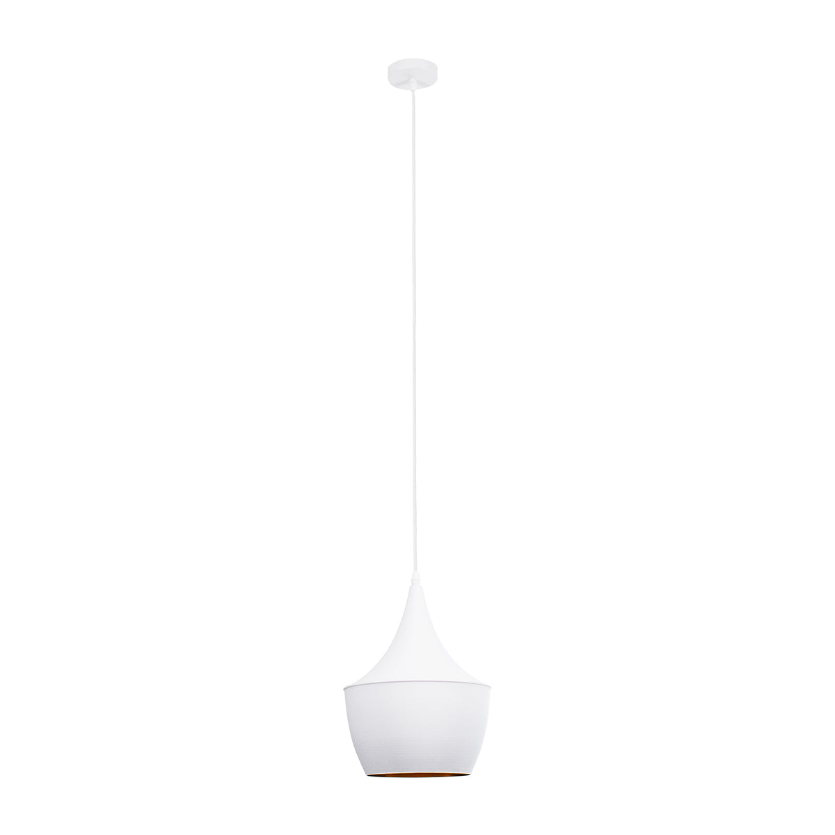 GloboStar® SHANGHAI WHITE 01026-A Μοντέρνο Κρεμαστό Φωτιστικό Οροφής Μονόφωτο 1 x E27 Λευκό Μεταλλικό Καμπάνα Φ25 x Υ30cm - ledmania.gr