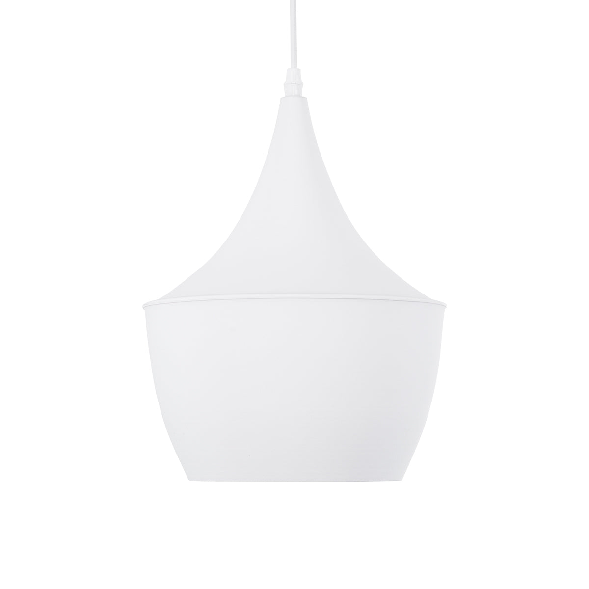 GloboStar® SHANGHAI WHITE 01026-A Μοντέρνο Κρεμαστό Φωτιστικό Οροφής Μονόφωτο 1 x E27 Λευκό Μεταλλικό Καμπάνα Φ25 x Υ30cm - ledmania.gr