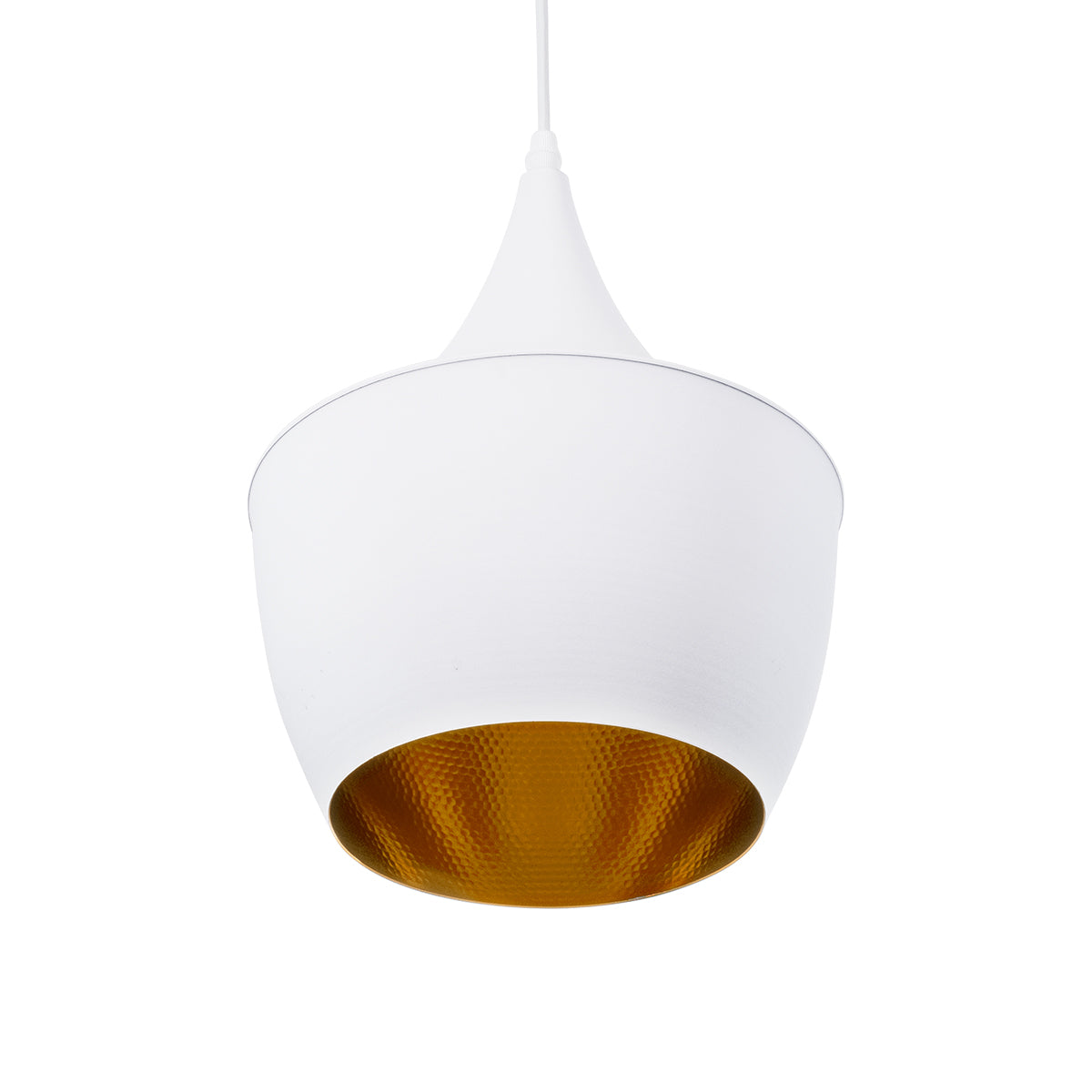 GloboStar® SHANGHAI WHITE 01026-A Μοντέρνο Κρεμαστό Φωτιστικό Οροφής Μονόφωτο 1 x E27 Λευκό Μεταλλικό Καμπάνα Φ25 x Υ30cm - ledmania.gr
