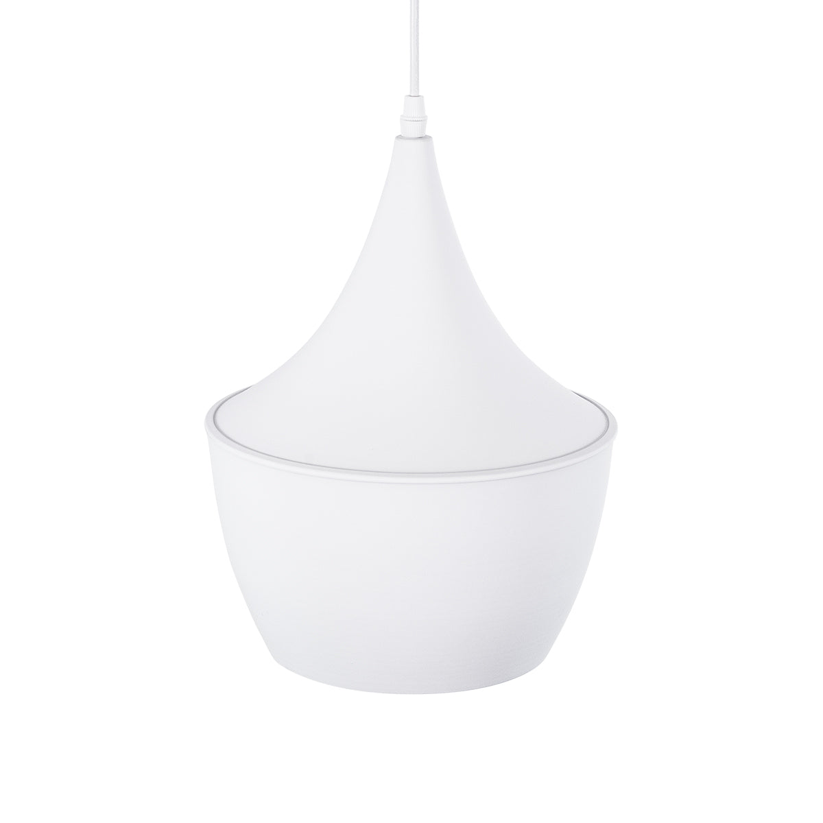 GloboStar® SHANGHAI WHITE 01026-A Μοντέρνο Κρεμαστό Φωτιστικό Οροφής Μονόφωτο 1 x E27 Λευκό Μεταλλικό Καμπάνα Φ25 x Υ30cm - ledmania.gr