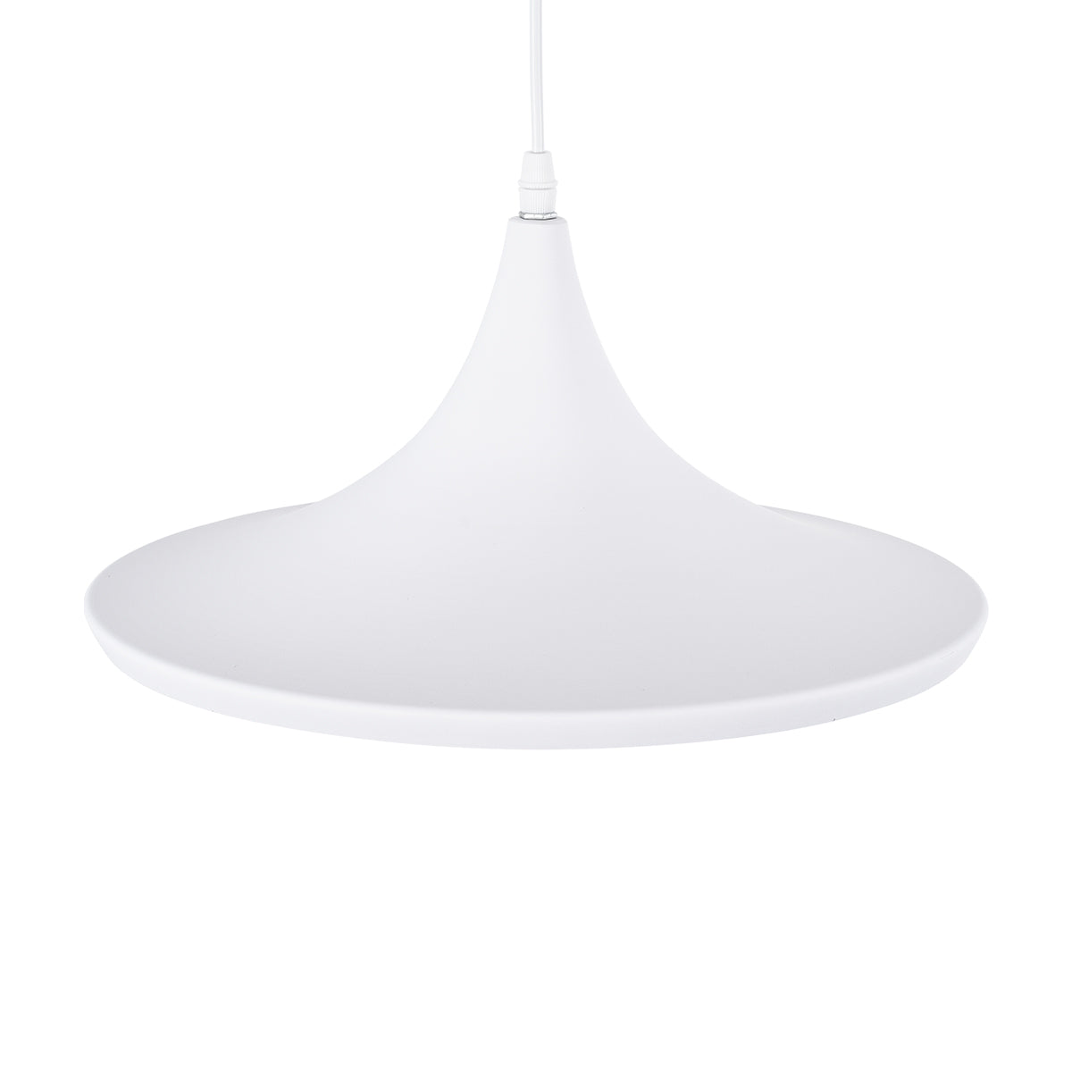 GloboStar® SHANGHAI WHITE 01026-B Μοντέρνο Κρεμαστό Φωτιστικό Οροφής Μονόφωτο 1 x E27 Λευκό Μεταλλικό Καμπάνα Φ37 x Υ17cm - ledmania.gr