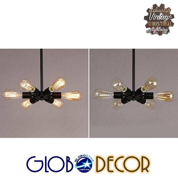 GloboStar® CONFOR 01036 Μοντέρνο Industrial Φωτιστικό Οροφης Πολύφωτο Μαύρο Μεταλλικό Φ24 x Y8cm - ledmania.gr