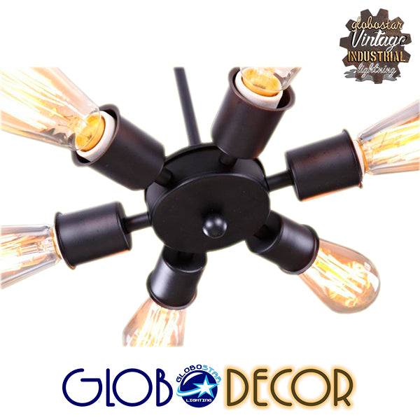 GloboStar® CONFOR 01036 Μοντέρνο Industrial Φωτιστικό Οροφης Πολύφωτο Μαύρο Μεταλλικό Φ24 x Y8cm - ledmania.gr