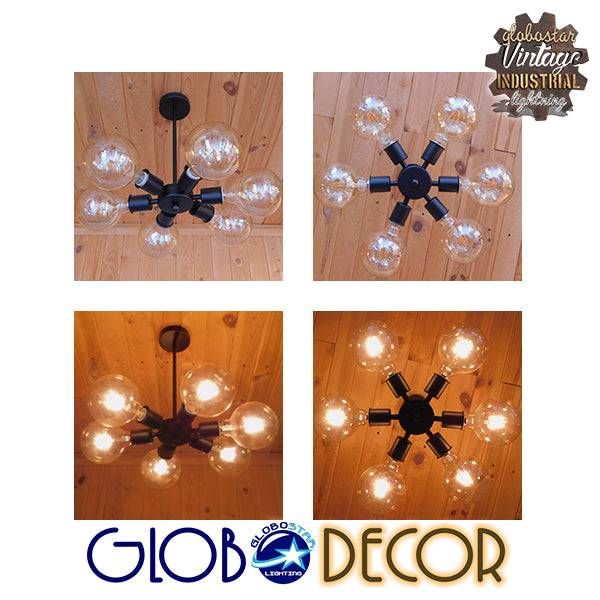 GloboStar® CONFOR 01036 Μοντέρνο Industrial Φωτιστικό Οροφης Πολύφωτο Μαύρο Μεταλλικό Φ24 x Y8cm - ledmania.gr