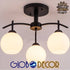 GloboStar® LUNA 01087 Μοντέρνο Φωτιστικό Οροφής Τρίφωτο Μαύρο Μεταλλικό με Λευκό Γυαλί Φ45 x Y39cm - ledmania.gr