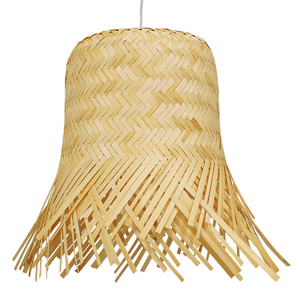 GloboStar® HAWAII 01103 Vintage Κρεμαστό Φωτιστικό Οροφής Μονόφωτο Μπέζ Ξύλινο Ψάθινο Bamboo Φ40 x Υ43cm - ledmania.gr