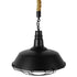 GloboStar® CRANE 01109 Vintage Industrial Κρεμαστό Φωτιστικό Οροφής Μονόφωτο Μαύρο Μεταλλικό Καμπάνα Πλέγμα με Μπεζ Σχοινί Φ36 x Y25cm - ledmania.gr