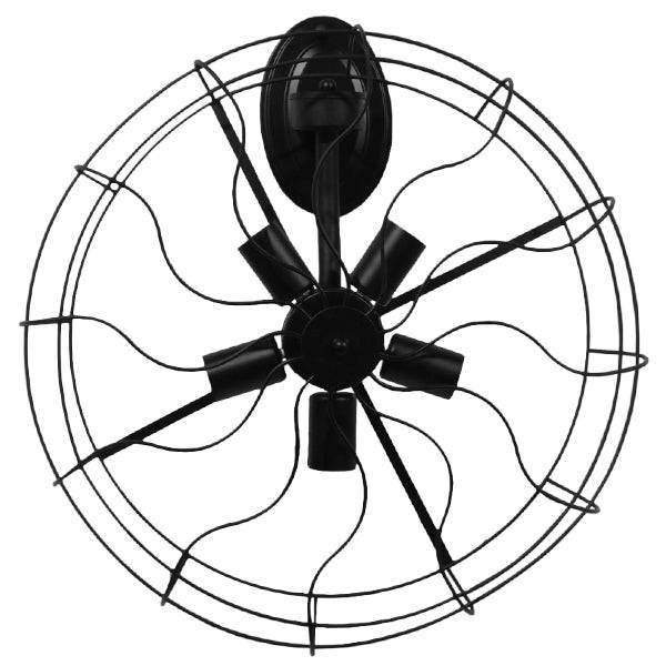 GloboStar® FAN 01163 Vintage Industrial Φωτιστικό Τοίχου Απλίκα Πολύφωτο Μαύρο Μεταλλικό Πλέγμα Φ46 x Μ22 x Π46 x Υ46cm - ledmania.gr