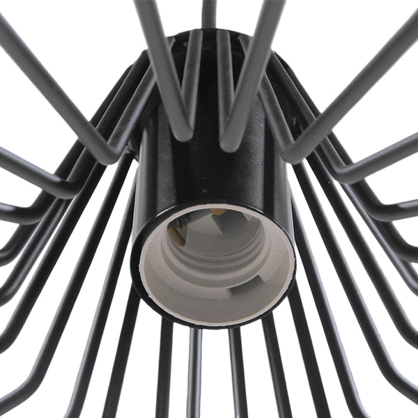 GloboStar® TERE 01165  Vintage Industrial Κρεμαστό Φωτιστικό Οροφής Μονόφωτο Μαύρο Μεταλλικό Πλέγμα Καμπάνα Φ30 x Y25cm - ledmania.gr