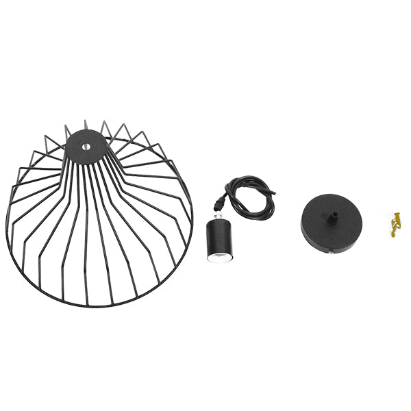 GloboStar® TERE 01165  Vintage Industrial Κρεμαστό Φωτιστικό Οροφής Μονόφωτο Μαύρο Μεταλλικό Πλέγμα Καμπάνα Φ30 x Y25cm - ledmania.gr