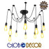 GloboStar® WIRED 01173 Vintage Φωτιστικό Οροφής Πολύφωτο Μαύρο - ledmania.gr