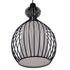 GloboStar® THYDA 01197 Μοντέρνο Κρεμαστό Φωτιστικό Οροφής Μονόφωτο Μαύρο Μεταλλικό Πλέγμα με Υφασμάτινο Εσωτερικό Καπέλο Φ21 x Y40cm - ledmania.gr