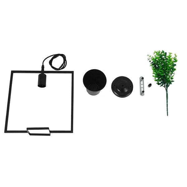GloboStar® FLOWERPOT 10001211 Μοντέρνο Κρεμαστό Φωτιστικό Οροφής Μονόφωτο Μαύρο Μεταλλικό με Διακοσμητικό Φυτό Φ30 x Y30cm - ledmania.gr
