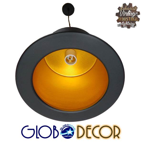 GloboStar® SHERLOCK 01215 Vintage Κρεμαστό Φωτιστικό Οροφής Μονόφωτο Μαύρο Μεταλλικό Καμπάνα Φ26 x Y18cm - ledmania.gr