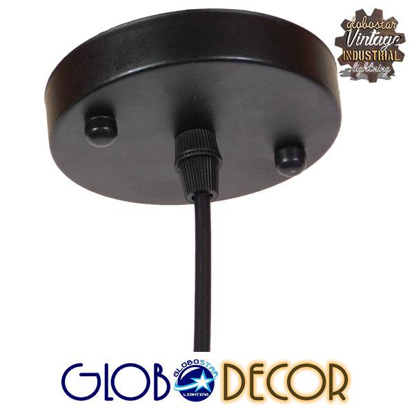 GloboStar® SHERLOCK 01215 Vintage Κρεμαστό Φωτιστικό Οροφής Μονόφωτο Μαύρο Μεταλλικό Καμπάνα Φ26 x Y18cm - ledmania.gr