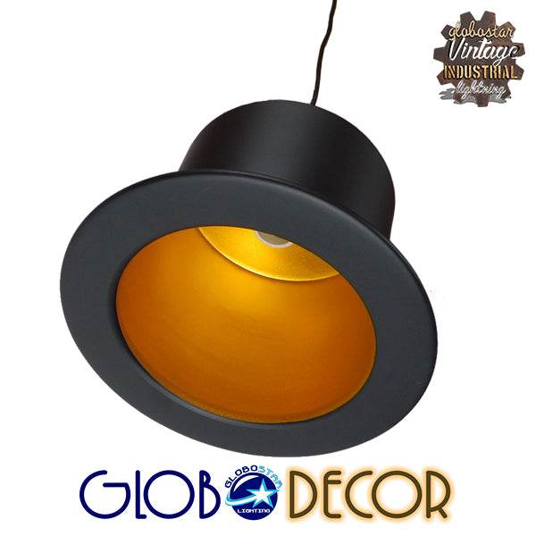 GloboStar® SHERLOCK 01215 Vintage Κρεμαστό Φωτιστικό Οροφής Μονόφωτο Μαύρο Μεταλλικό Καμπάνα Φ26 x Y18cm - ledmania.gr