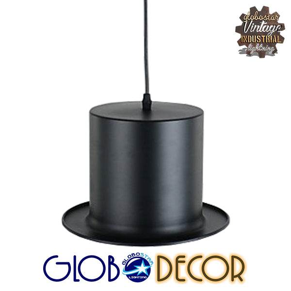 GloboStar® SHERLOCK 01215 Vintage Κρεμαστό Φωτιστικό Οροφής Μονόφωτο Μαύρο Μεταλλικό Καμπάνα Φ26 x Y18cm - ledmania.gr