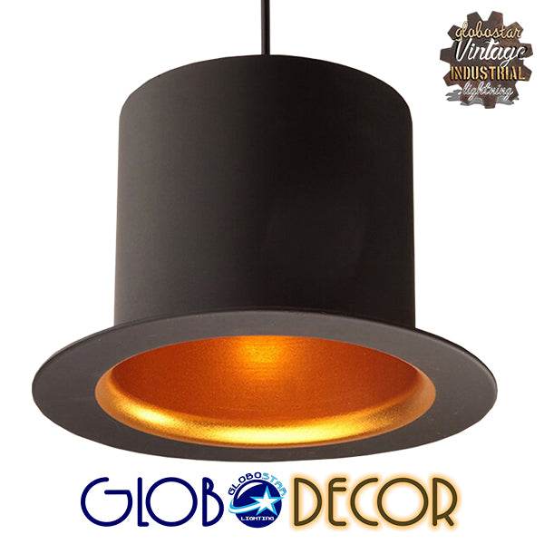 GloboStar® SHERLOCK 01215 Vintage Κρεμαστό Φωτιστικό Οροφής Μονόφωτο Μαύρο Μεταλλικό Καμπάνα Φ26 x Y18cm - ledmania.gr