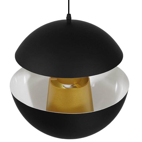 GloboStar® SEVILLE BLACK 01269 Μοντέρνο Κρεμαστό Φωτιστικό Οροφής Μονόφωτο Μαύρο Μεταλλικό Φ35 x Y33cm - ledmania.gr