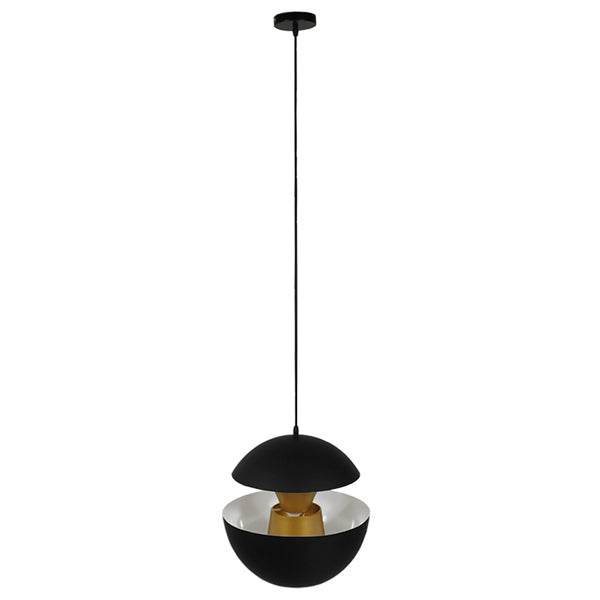 GloboStar® SEVILLE BLACK 01269 Μοντέρνο Κρεμαστό Φωτιστικό Οροφής Μονόφωτο Μαύρο Μεταλλικό Φ35 x Y33cm - ledmania.gr