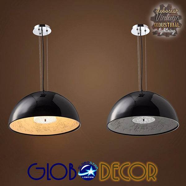 GloboStar® SERENIA BLACK 01270 Μοντέρνο Κρεμαστό Φωτιστικό Οροφής Μονόφωτο Μαύρο Γύψινο Καμπάνα Φ60 x Y30cm - ledmania.gr
