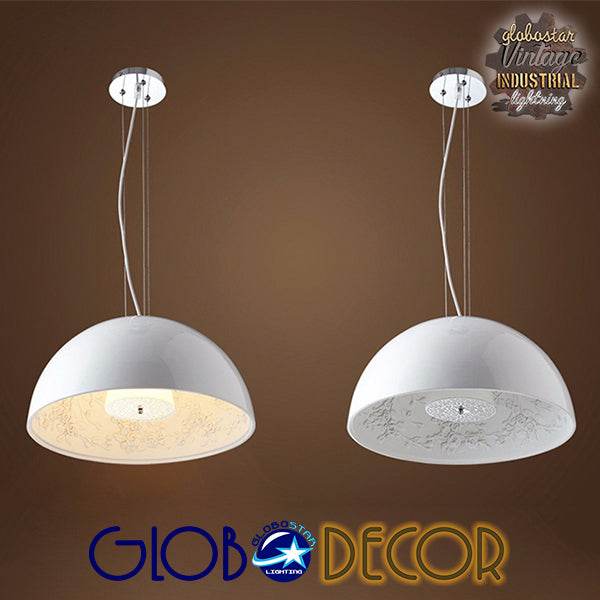 GloboStar® SERENIA WHITE 01271 Μοντέρνο Κρεμαστό Φωτιστικό Οροφής Μονόφωτο Λευκό Γύψινο Καμπάνα Φ60 x Y30cm - ledmania.gr