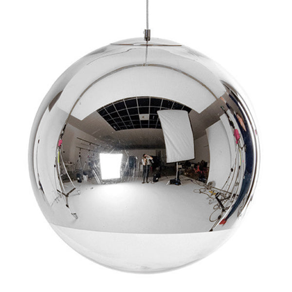 GloboStar® GLANS 01312 Μοντέρνο Κρεμαστό Φωτιστικό Οροφής Μονόφωτο 1 x E27 Γυάλινο Νίκελ Φ30 x Υ27cm - ledmania.gr