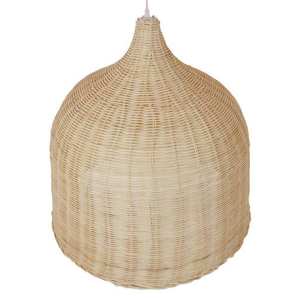 GloboStar® BAHAMAS 01370 Vintage Κρεμαστό Φωτιστικό Οροφής Μονόφωτο Μπεζ Ξύλινο Ψάθινο Bamboo Φ60 x Υ60cm - ledmania.gr