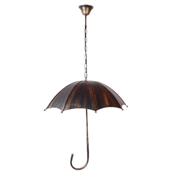 GloboStar® UMBRELLA 01406 Vintage Industrial Κρεμαστό Φωτιστικό Οροφής Πολύφωτο Μαύρο Καφέ Σκουριά Μεταλλικό Φ58 x Υ60cm - ledmania.gr