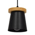 GloboStar® LANA 01424 Μοντέρνο Κρεμαστό Φωτιστικό Οροφής Μονόφωτο με Ξύλινη Βάση και Μαύρο Καπέλο Φ13 x Y17cm - ledmania.gr