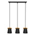 GloboStar® LANA 01425 ΣΕΤ Μοντέρνο Κρεμαστό Φωτιστικό Οροφής Τρίφωτο με Ξύλινη Βάση και Μαύρο Καπέλο Φ13 x Μ58 x Y17cm - ledmania.gr