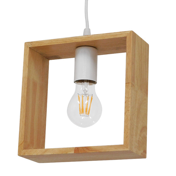 GloboStar® ELISE 01428 Μοντέρνο Κρεμαστό Φωτιστικό Οροφής Μονόφωτο Μπεζ Ξύλινο Δρυς Μ20 x Π8 x Υ23cm - ledmania.gr