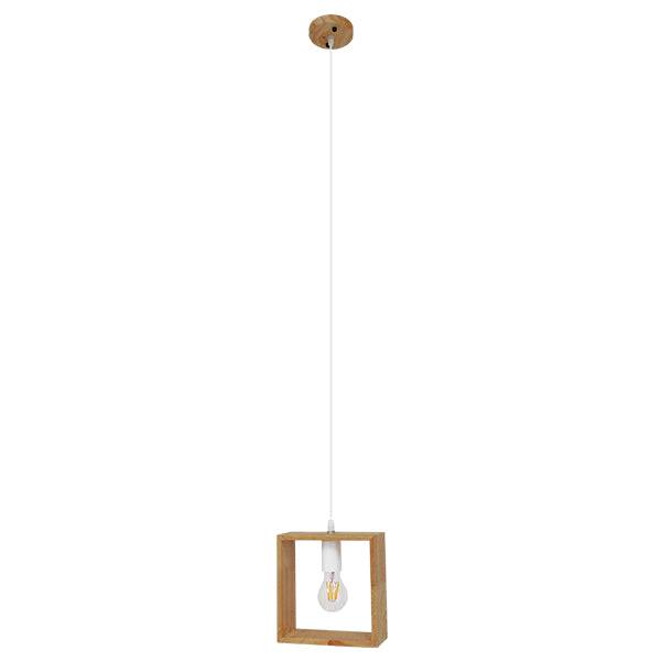 GloboStar® ELISE 01428 Μοντέρνο Κρεμαστό Φωτιστικό Οροφής Μονόφωτο Μπεζ Ξύλινο Δρυς Μ20 x Π8 x Υ23cm - ledmania.gr